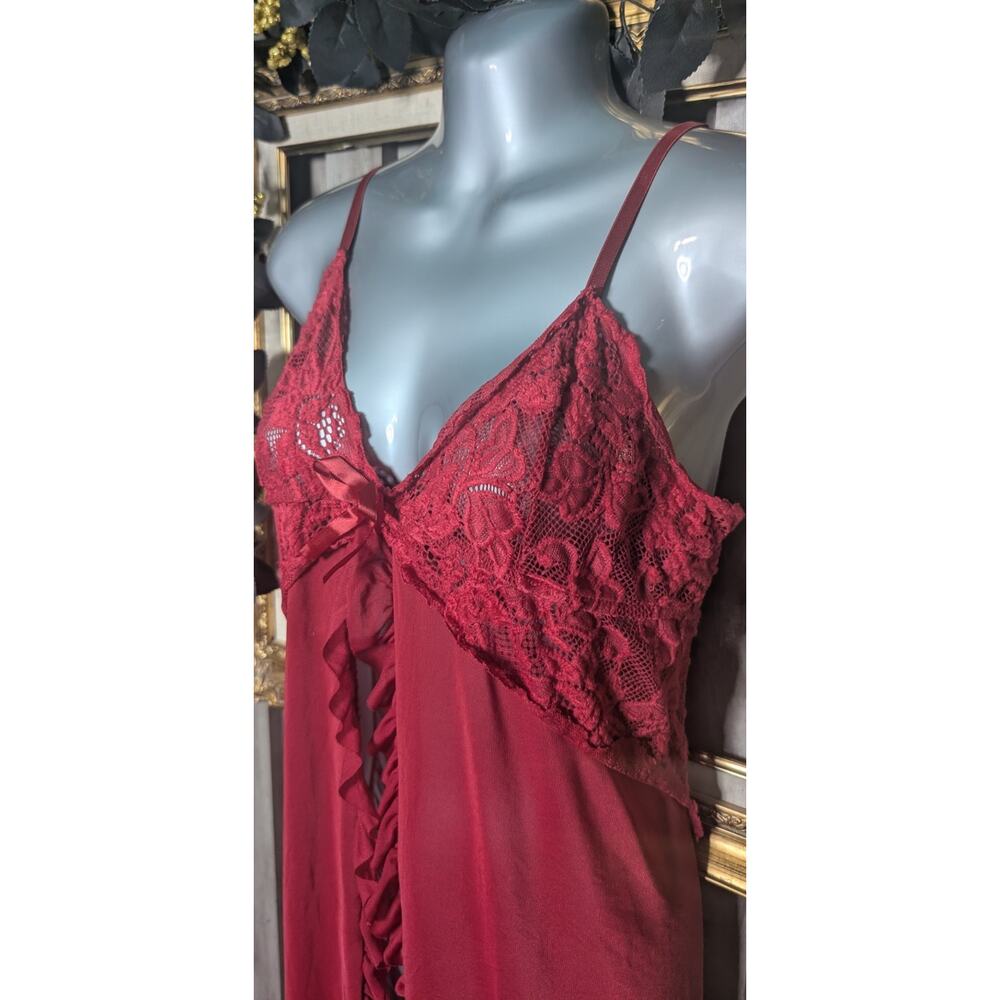 ❤️🍷 Red Sheer Lace Babydoll Lingerie Y2K Coquette Slip Romantic Size S